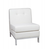 OSP Home Furnishings WST51N-W32 Wall Street Armless Chair. White Faux Leather.